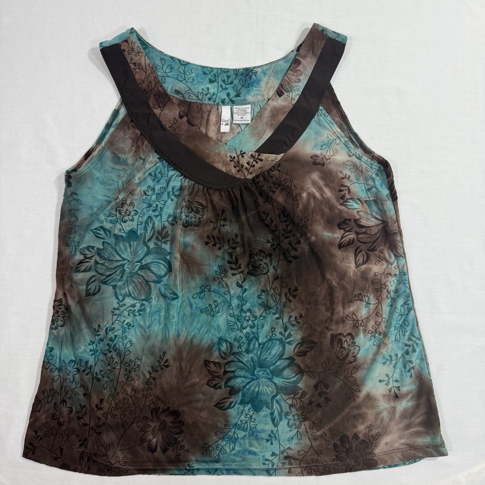 Y2K Sami Jo Velvet Burnout Floral Sz M Top Blue Brown Boho Grunge Goth Fairy